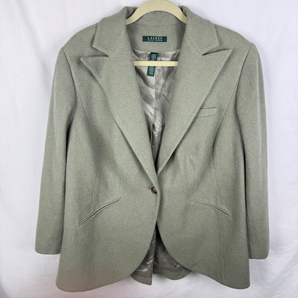 LRL Ralph Lauren Single Button Wool Blend Twill Blazer Jacket 16W Old Money